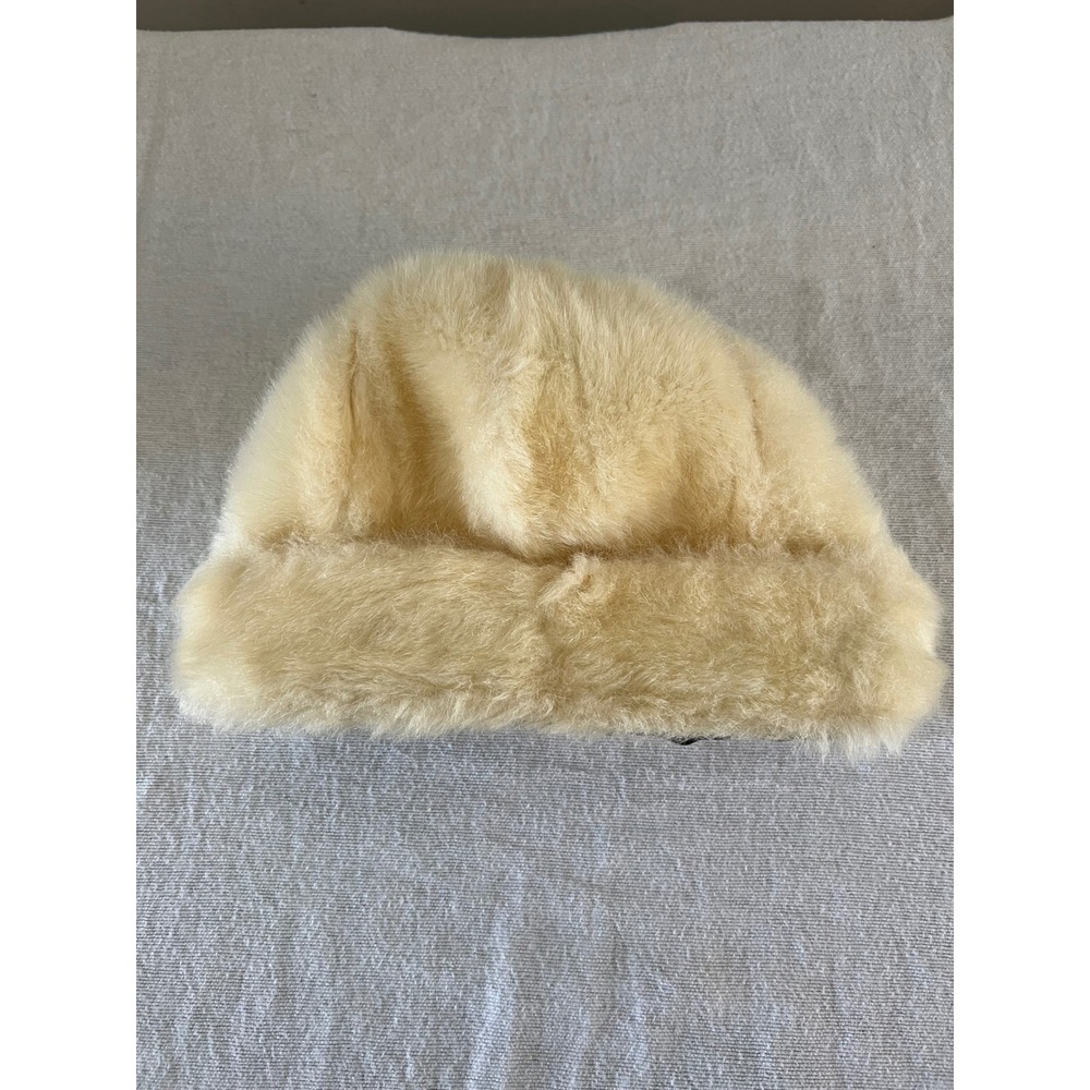 Vintage Ivory Faux Fur Bucket Hat Winter One Size Soft Plush - Picture 3 of 6